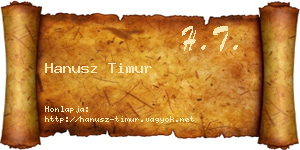 Hanusz Timur névjegykártya
